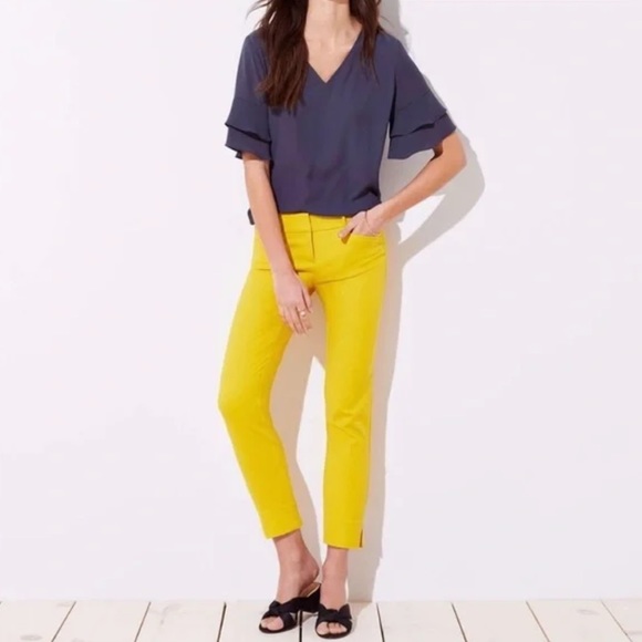 LOFT Pants - LOFT Petite Riviera Cropped Pants in Marisa Fit in Bright Yellow